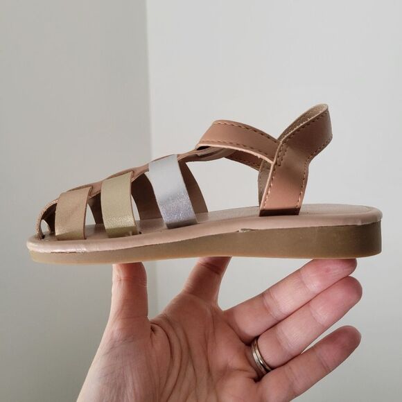Marc Fisher Tan and Silver Gladiator Sandals Toddler 9 - Picture 5 of 6